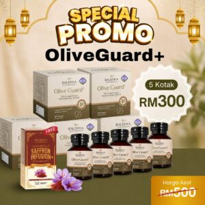 SPECIAL PROMO - 5 KOTAK OLIVE GUARD+ FREE 1 SAFFRON